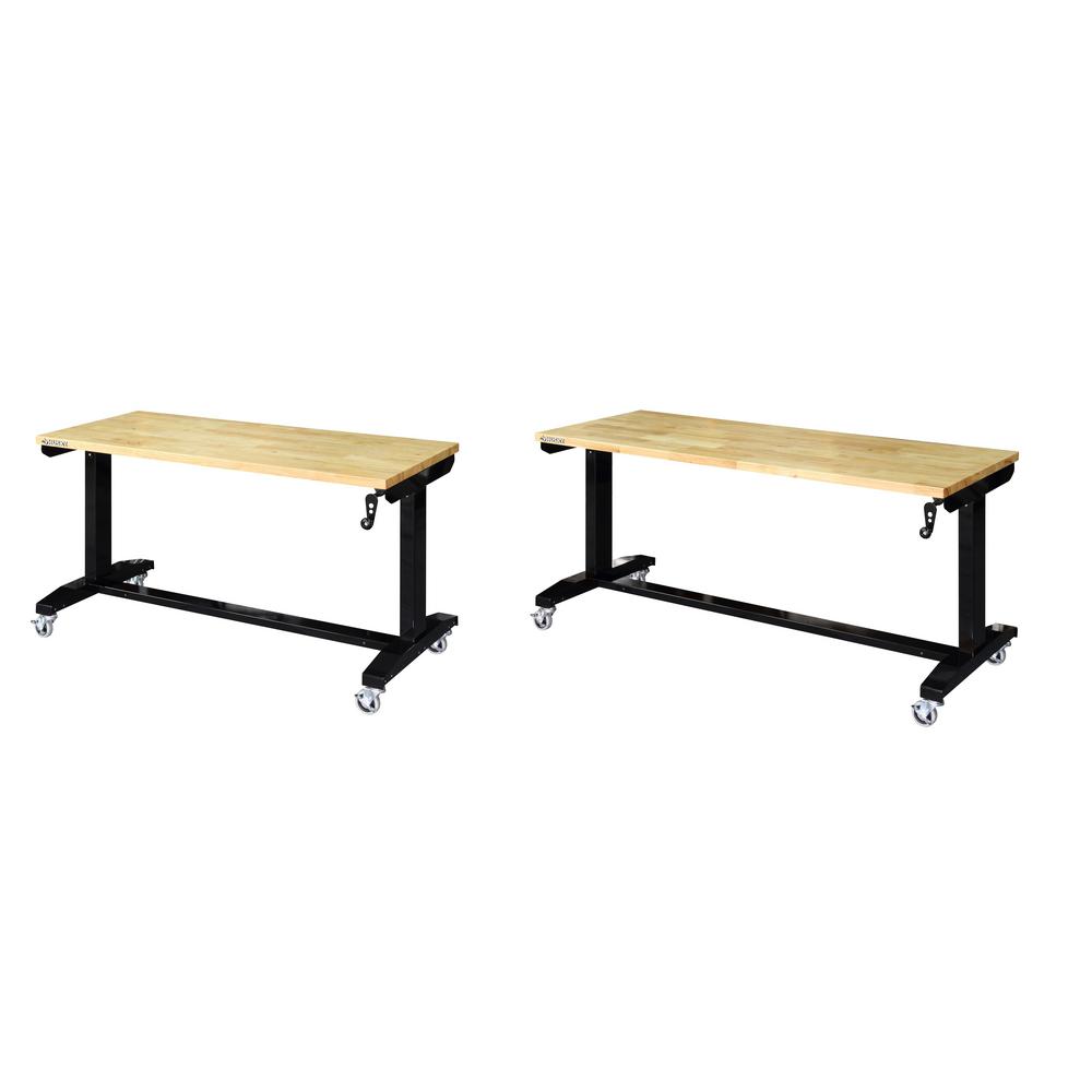 Husky 52 in. and 62 in. Adjustable Height Work Table, BlackHOLT52XDB12