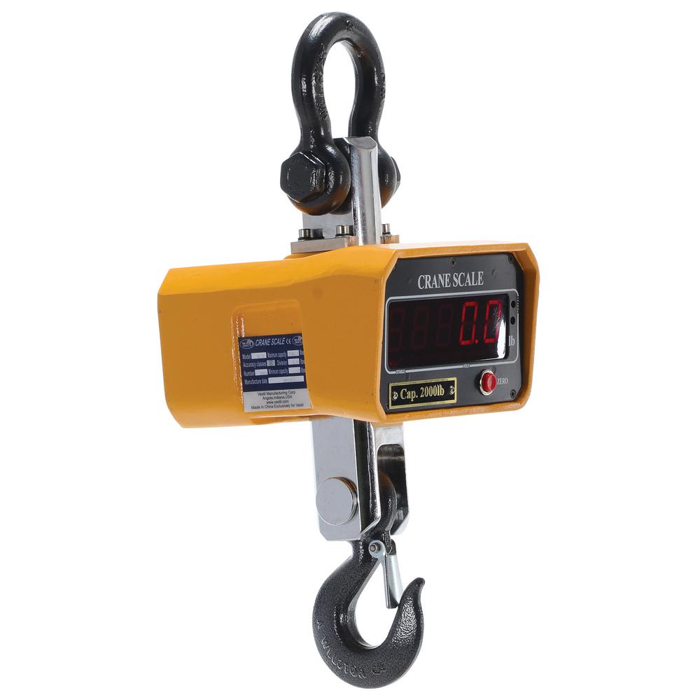 New Rechargeable Battery and AC Adaptor Crane Scale Heavy Duty 4000 lb X 1 lb,Hanging,Swivel Safety Hook Remote