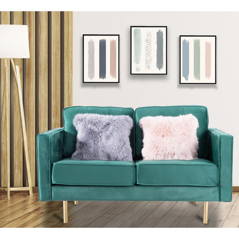 Bold Tones Teal Velvet 2 Seat Loveseat Sofa With Gold Legs Modern