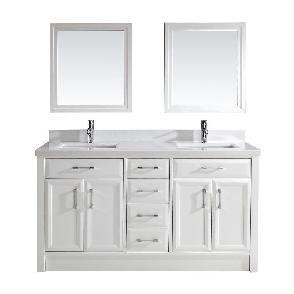 Studio Bathe Calais 63 In. Vanity In White With Solid Surface Marble ...