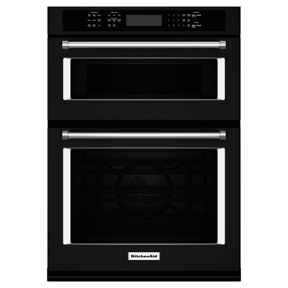 Kitchenaid 27 In Electric Even Heat True Convection Wall Oven With Built Microwave Black