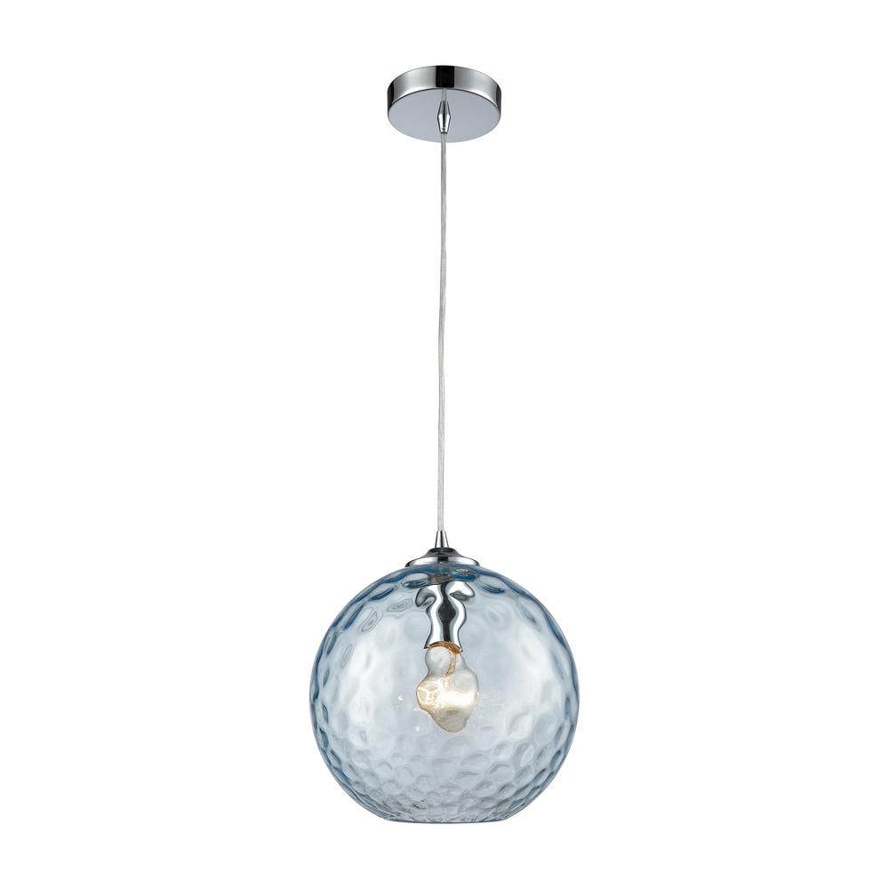 Hammered Glass Pendant Light titan lighting watersphere 1 light polished chrome with aqua hammered glass pendant