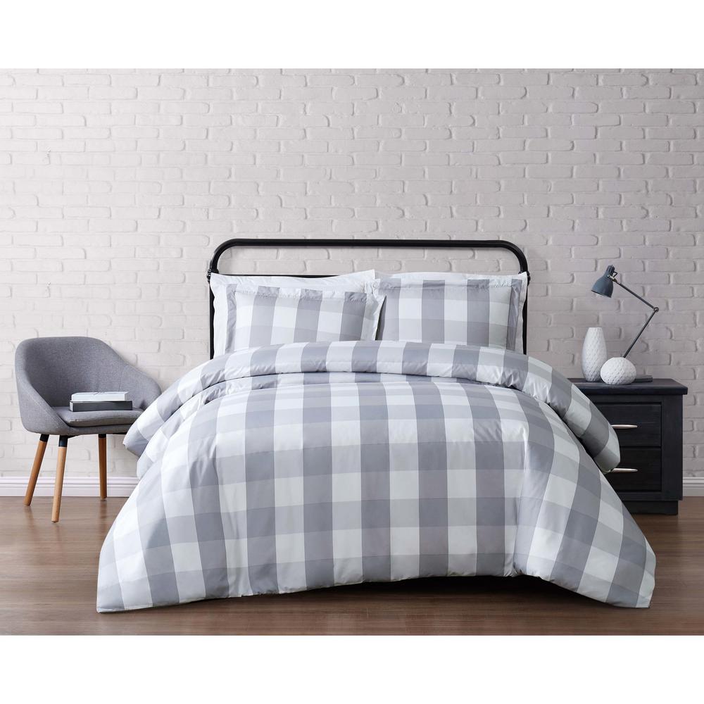 Truly Soft Everyday Buffalo Plaid Grey Full / Queen Duvet Set