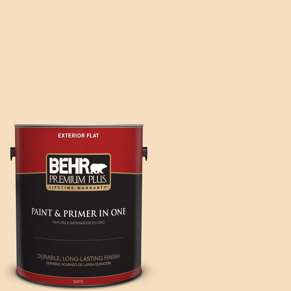 BEHR Premium Plus 1gal. 320E2 Cracked Wheat Flat Exterior Paint