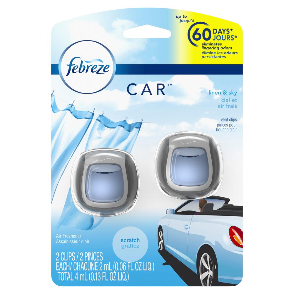 Febreze 0.06 oz. Linen and Sky Car Vent Clip Air Freshener (2Pack