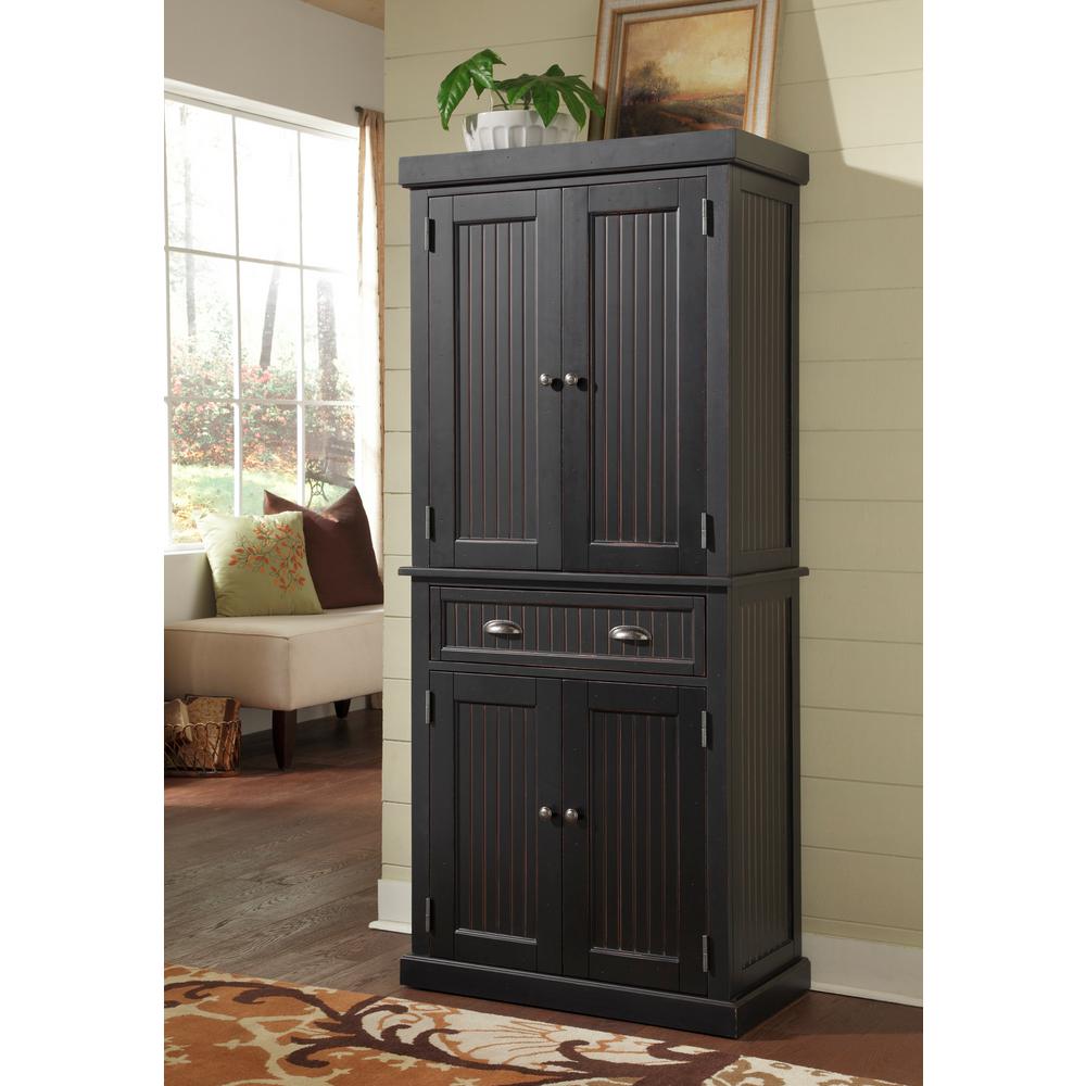 Homestyles Nantucket Distressed Black Food Pantry 5033 69 The