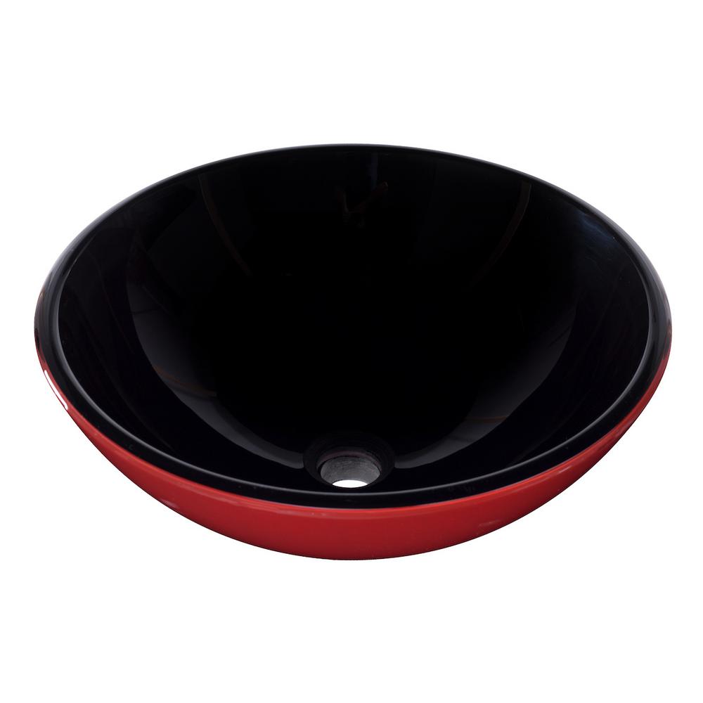Novatto Catalonia Glass Vessel Sink in Red and BlackTIG8392 The