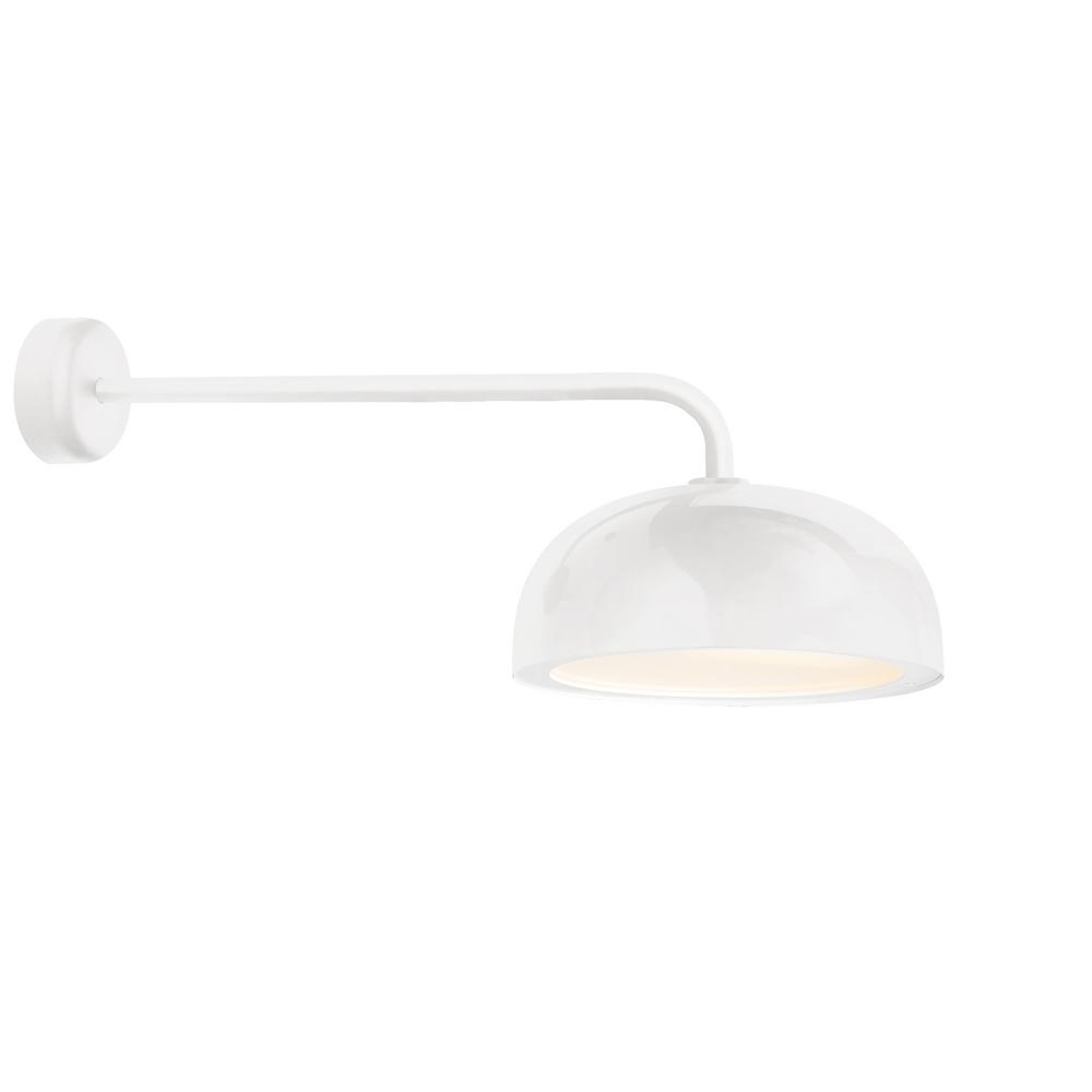 Troy RLM Dome 12.63 in. H 1Light Gloss White Outdoor Wall Mount Sconce