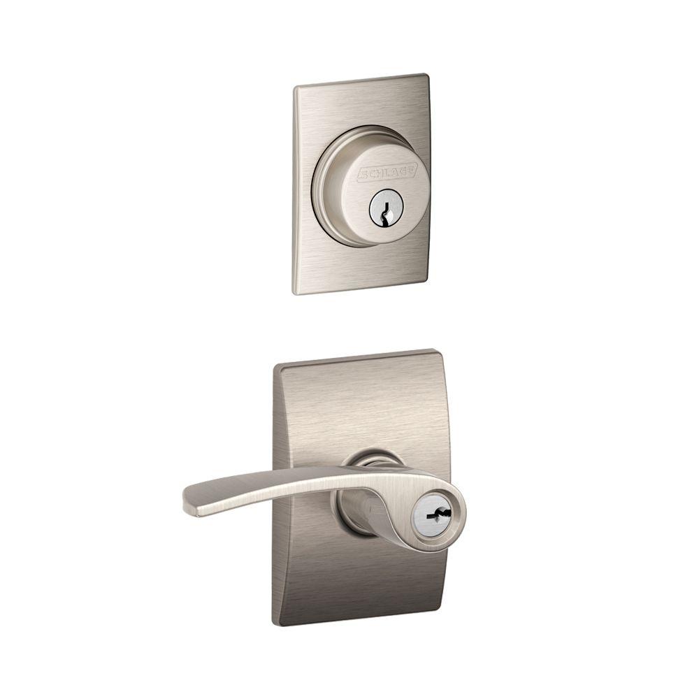 Schlage Century Satin Nickel Single Cylinder Deadbolt with Merano Entry Door... by Schlage
