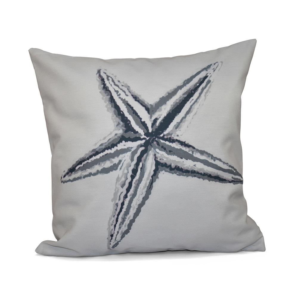 16 In X 16 In Starfish Decorative In Grey Pillow Pan600gy5 16