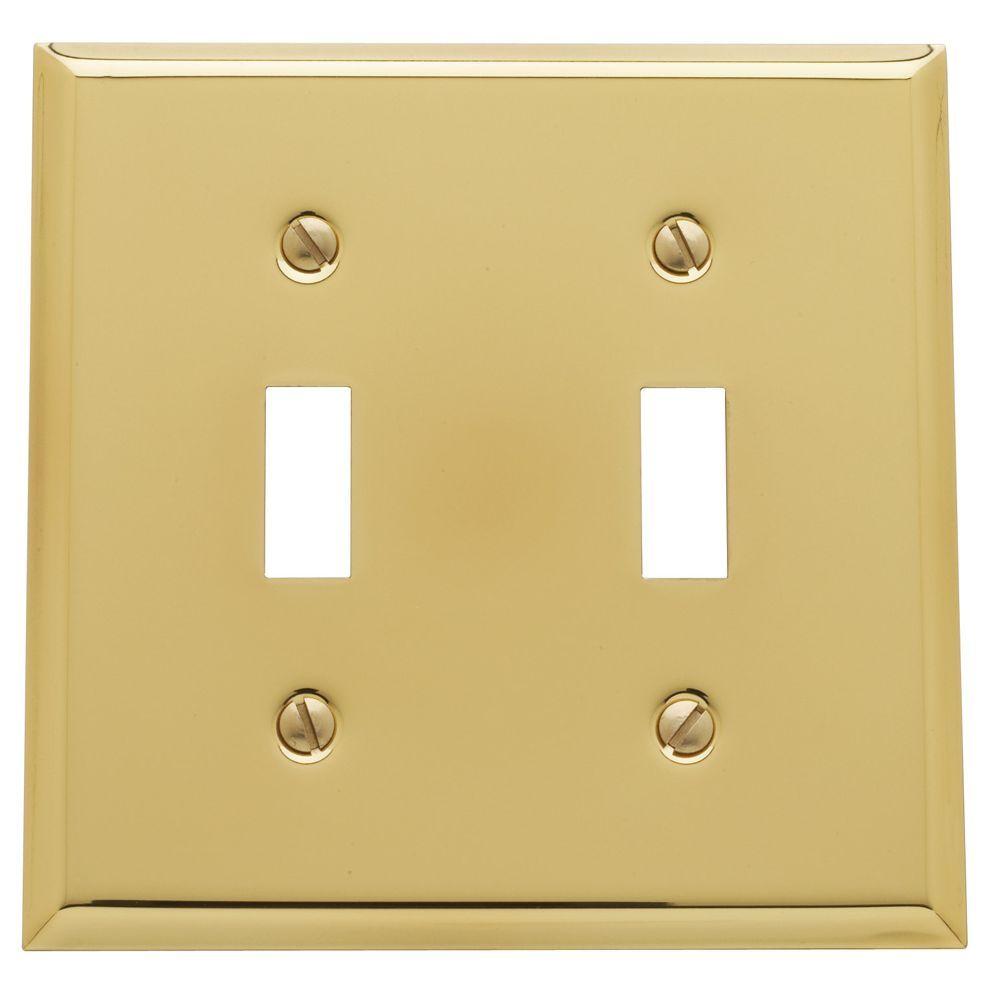 Baldwin Beveled Edge 2 Toggle Wall Plate Satin Nickel4761.150.CD