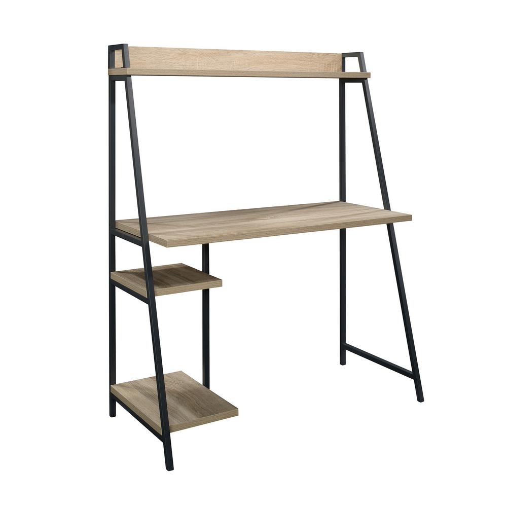 SAUDER 43 in. Rectangular Charter Oak Ladder Desk with Hutch424933 The Home Depot