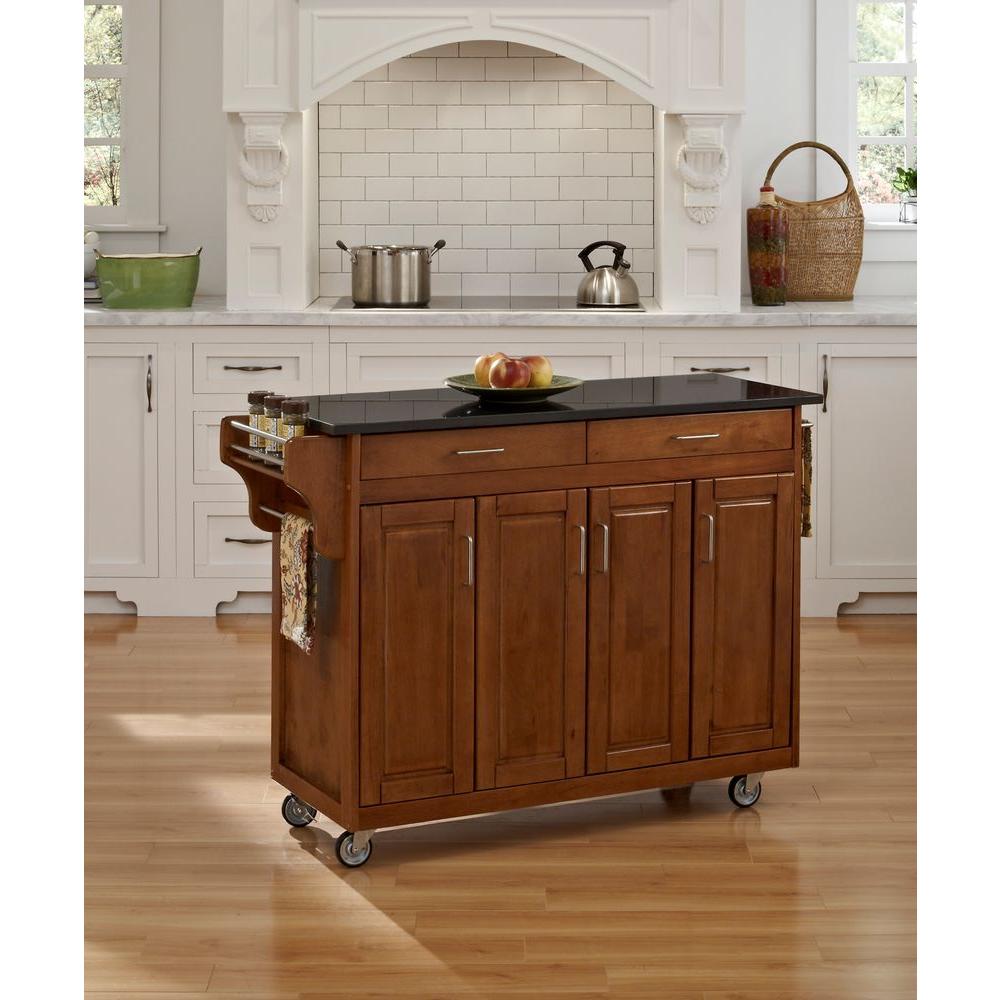 Home Styles Create-a-Cart Warm Oak Kitchen Cart With Black Granite Top ...