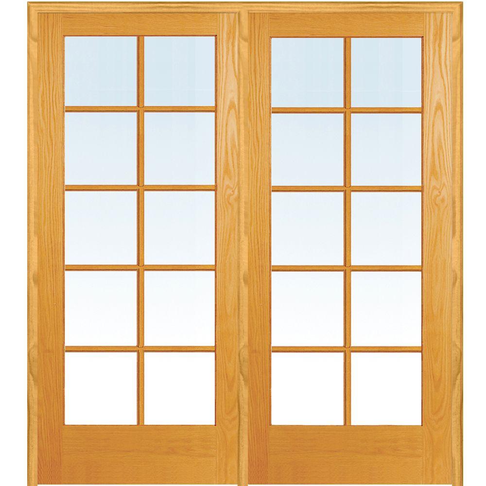 Mmi Door 48 In X 80 Right Hand Active Unfinished Pine Glass 10 Mmi Door 48 In X 80 Right Hand Active Unfinished Pine Glass 10 Lite Clear True Divided Prehung Interior French Z019944r The Home Depot