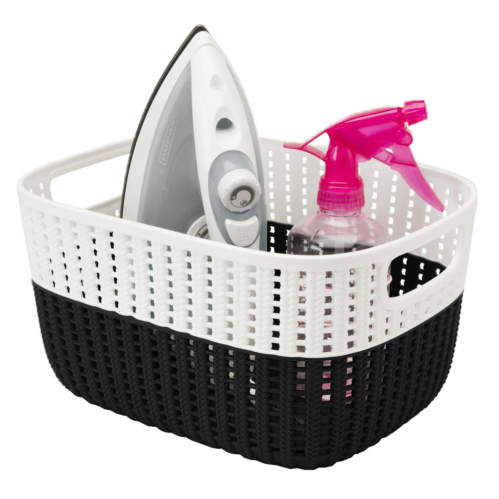 Simplify 11 in. x 9 in. x 6 in. 2Tone Decorative Medium Storage Basket