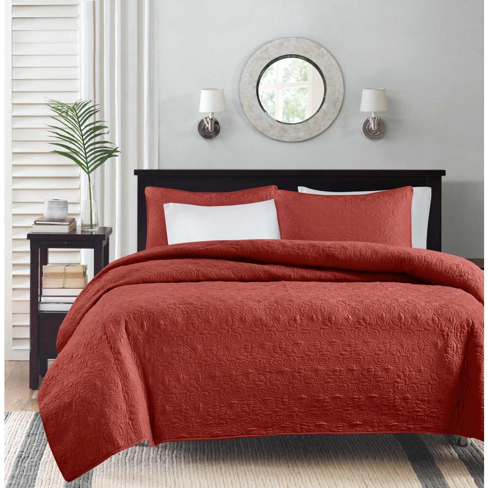 Madison Park Mansfield 3 Piece Red Full Queen Coverlet Set Mp13