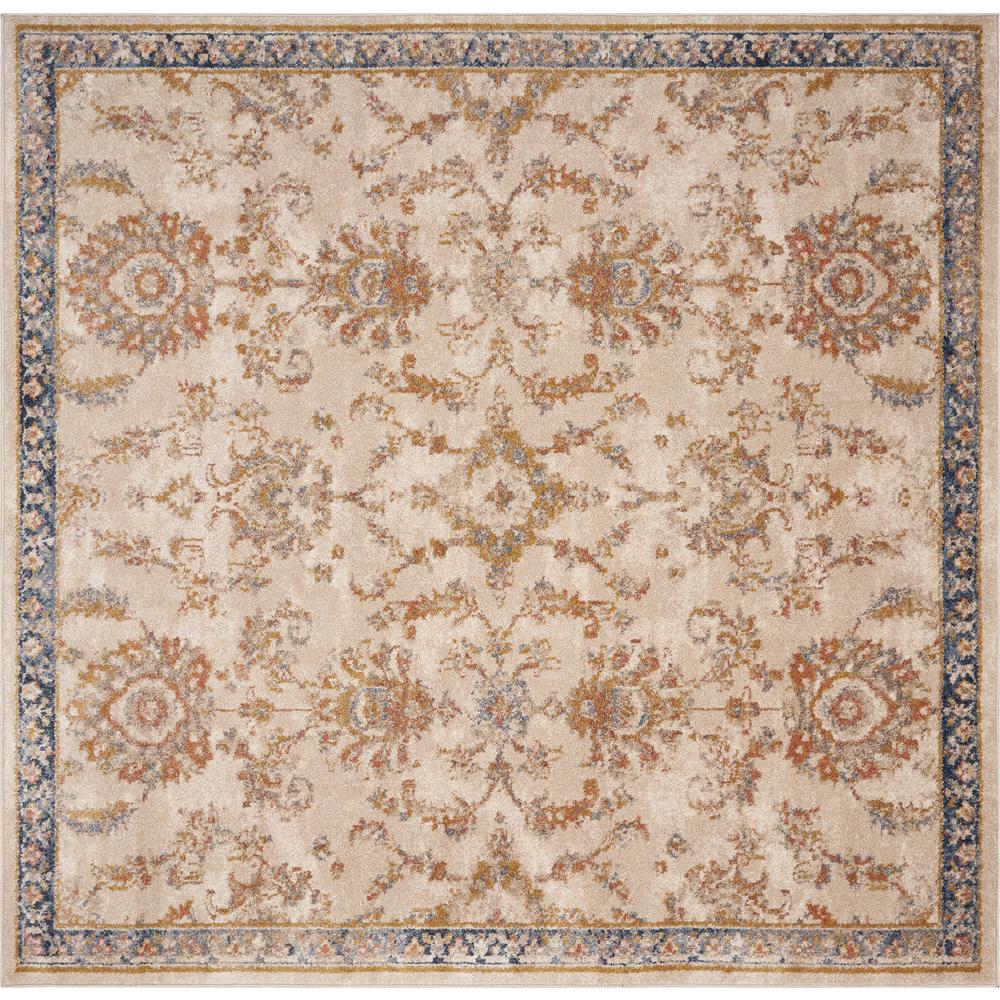 Kas Rugs Manor Ivory Morrison 7 ft. x 7 ft. Traditional Square Area Rug ...