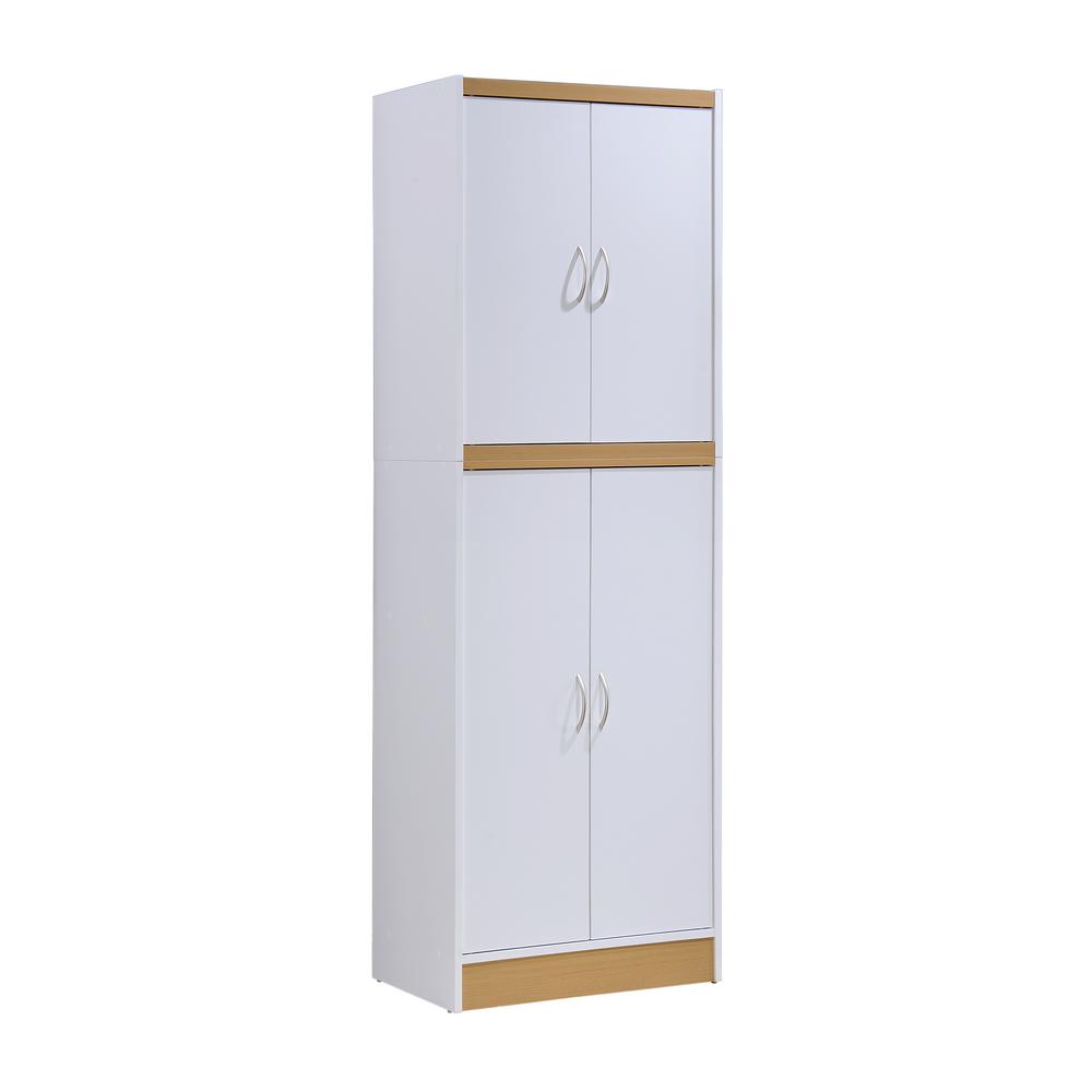 Hodedah 4 Door White Kitchen Pantry Hi224 White The Home Depot