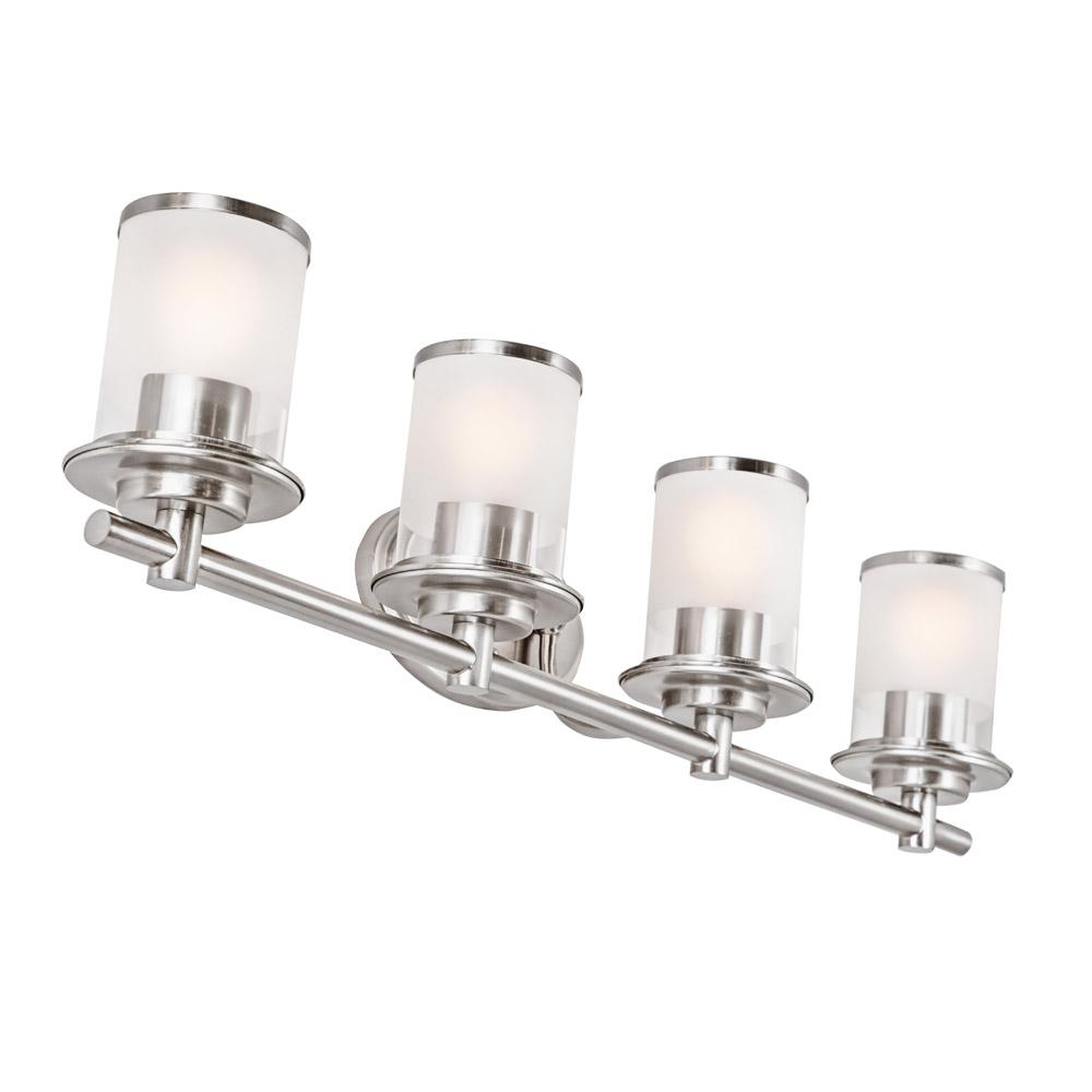 Hampton Bay Truitt 4 Light Brushed Nickel Vanity Light   Brushed Nickel Hampton Bay Vanity Lighting Hb2595 35 66 600 