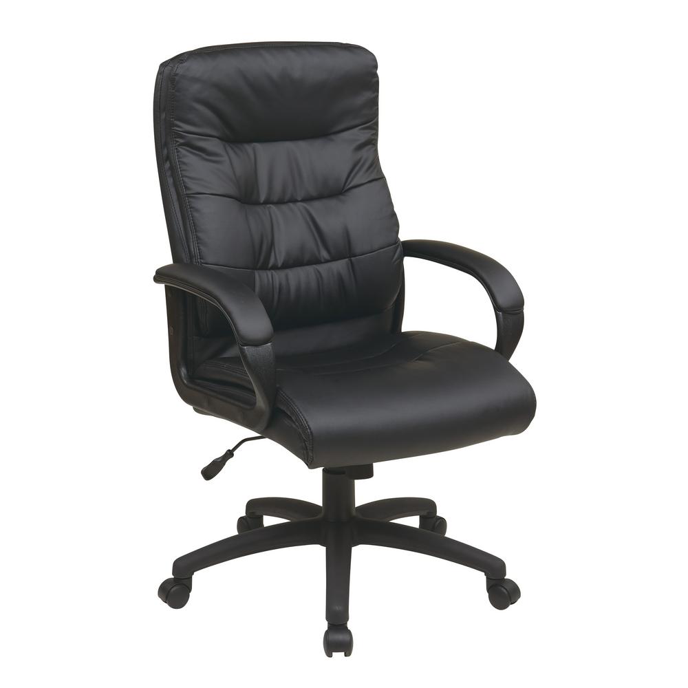 Work Smart High Back Black Faux Leather Executive ChairFL7480U6 The