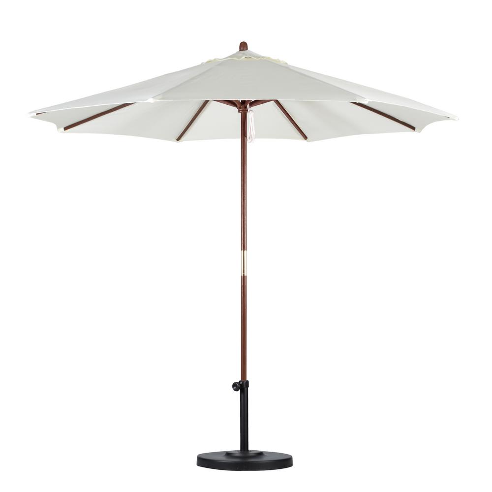 California Umbrella 9 Ft Wood Pulley Open Patio In Natural Wood Pulley Open Patio Umbrella In Natural Polyester