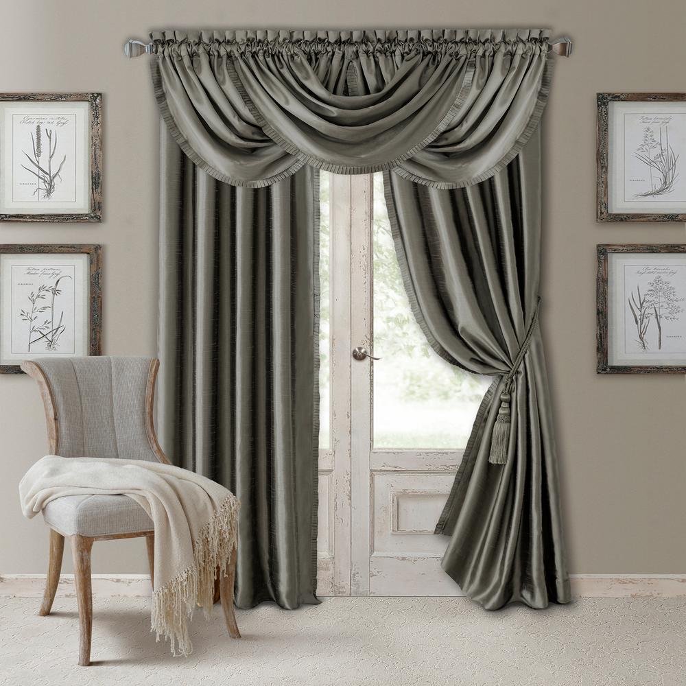 Elrene Versailles Faux Silk Blackout Window Curtain 67874GRY The Home   Gray Elrene Blackout Curtains 67874gry 64 1000 