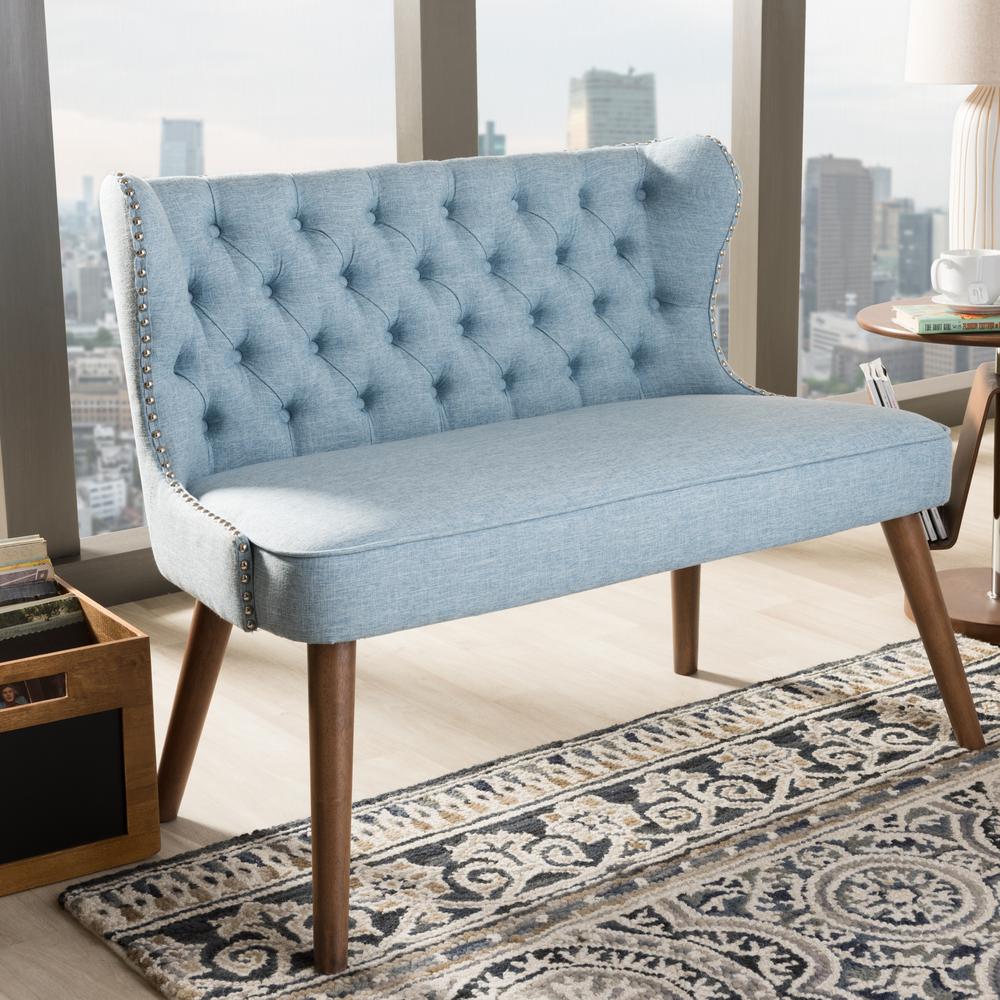 Pick Up Today Baxton Studio Blue Living Room Furniture Scarlett Mid Century Blue Fabric Upholstered Loveseat