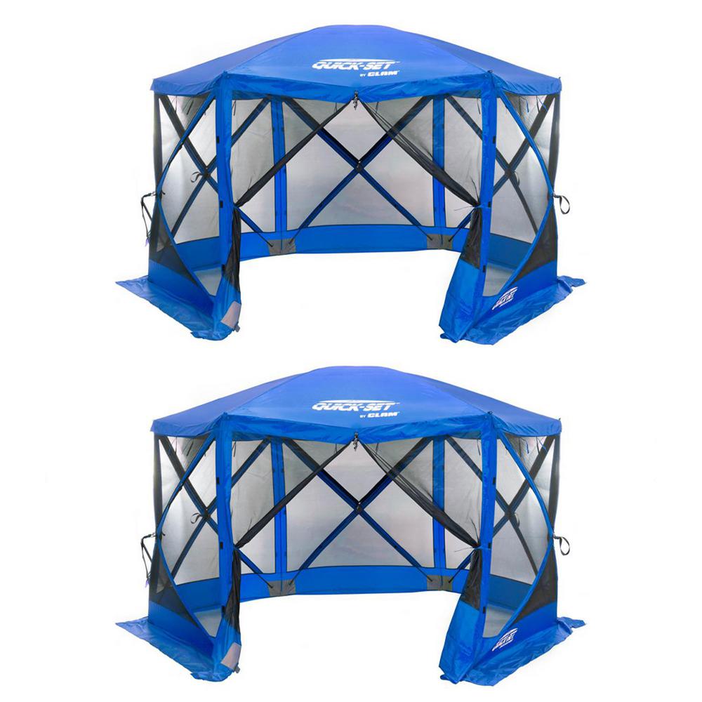 Clam Quick Set Blue/Blue Escape Sport Outdoor Canopy Tailgate Tent (2