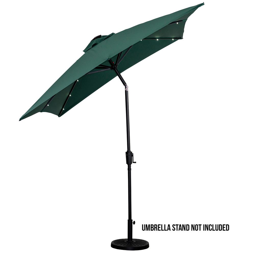 Sun Ray 9 Ft X7 Ft Rectangular Market Patio Umbrella Solar Lighted In Hunter Green 841023 The Home Depot