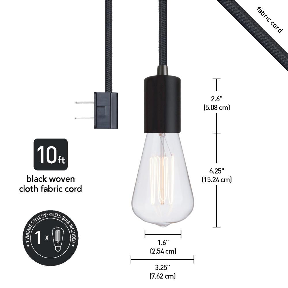 Globe Electric Designer Series 60 In Black Floor Lamp With Fabric Cord And