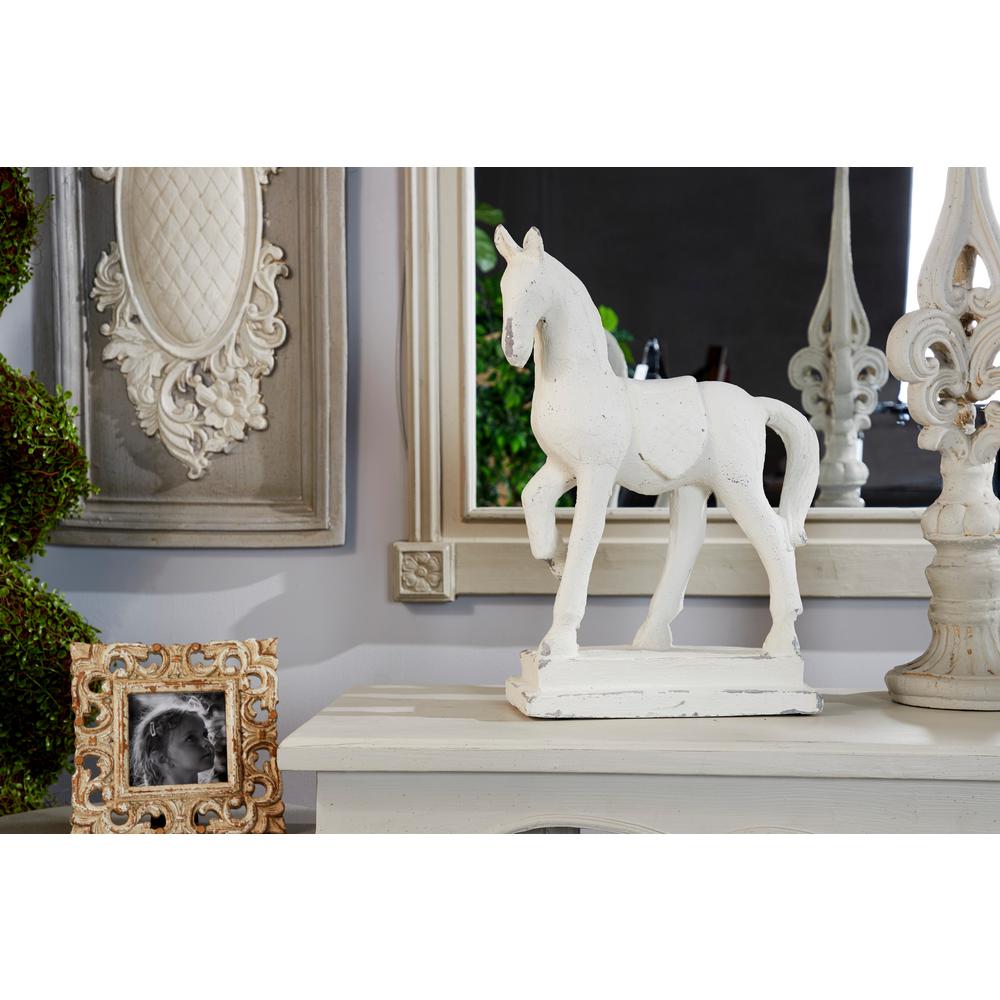 Litton Lane Large Distressed White Horse Sculpture Shelf Decor 91155