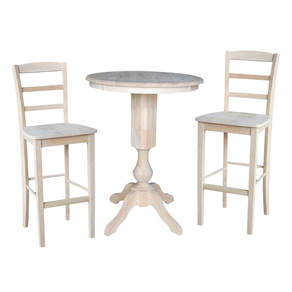 International Concepts Sophia 3 Piece Ready To Finish Bar Table Set International Concepts Sophia 3 Piece Ready To Finish Bar Table Set K 30rt 11p 2 S403 The Home Depot