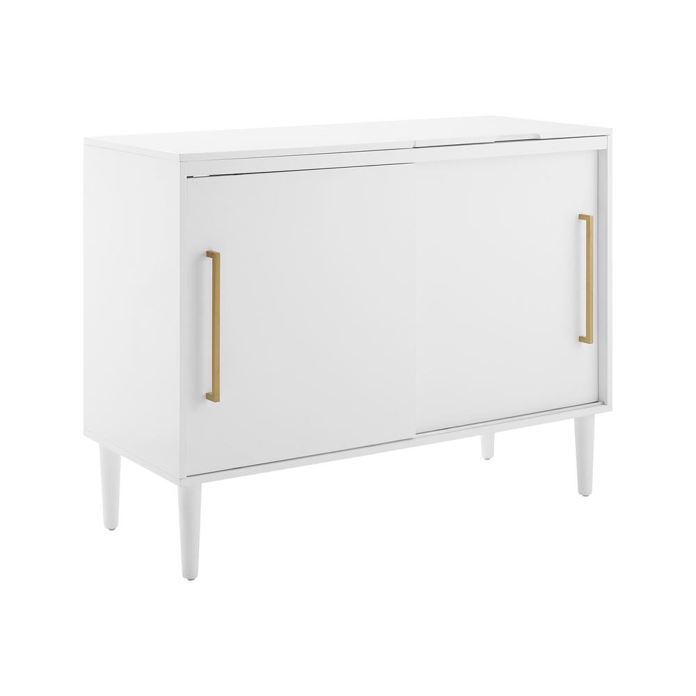 Crosley Furniture Everett 44 In White Standard Rectangle Composite Console Table With Cabinet Cf1103 Wh The Home Depot