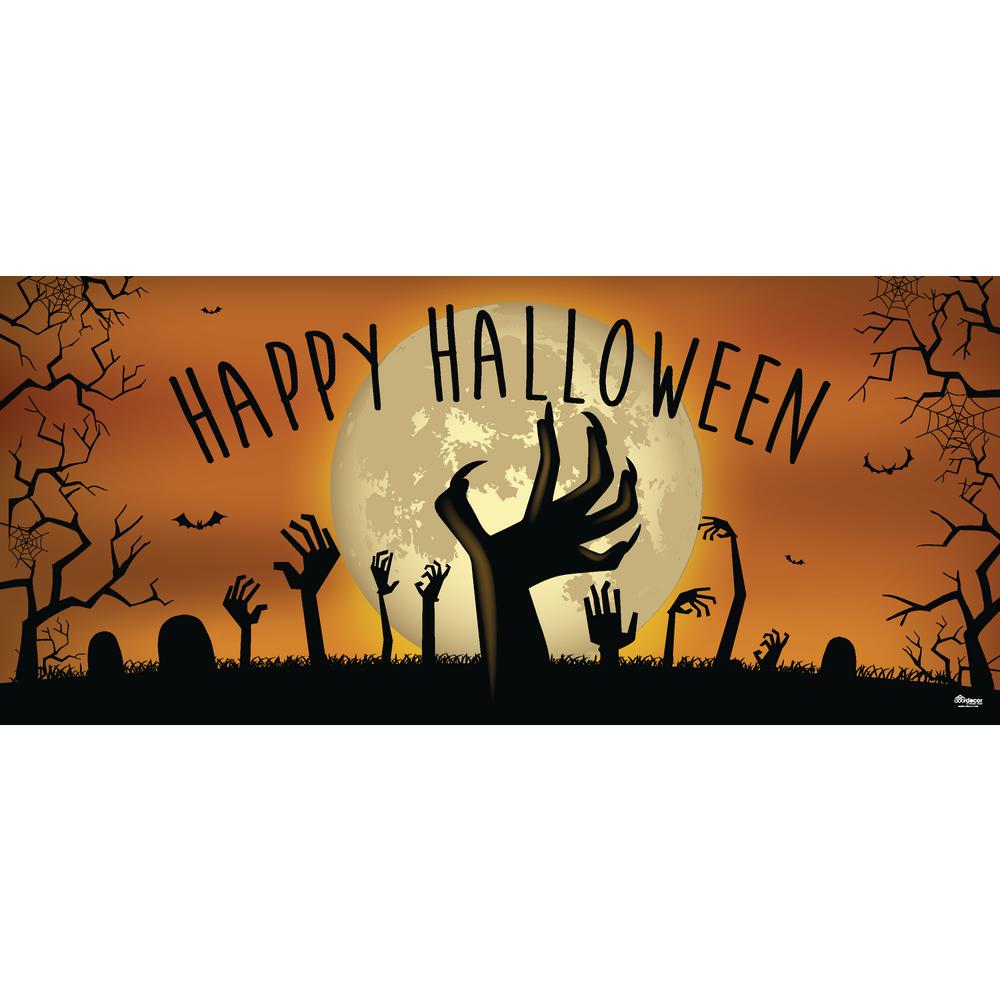 My Door Decor 7 Ft X 16 Ft Happy Halloween Graveyard Zombie