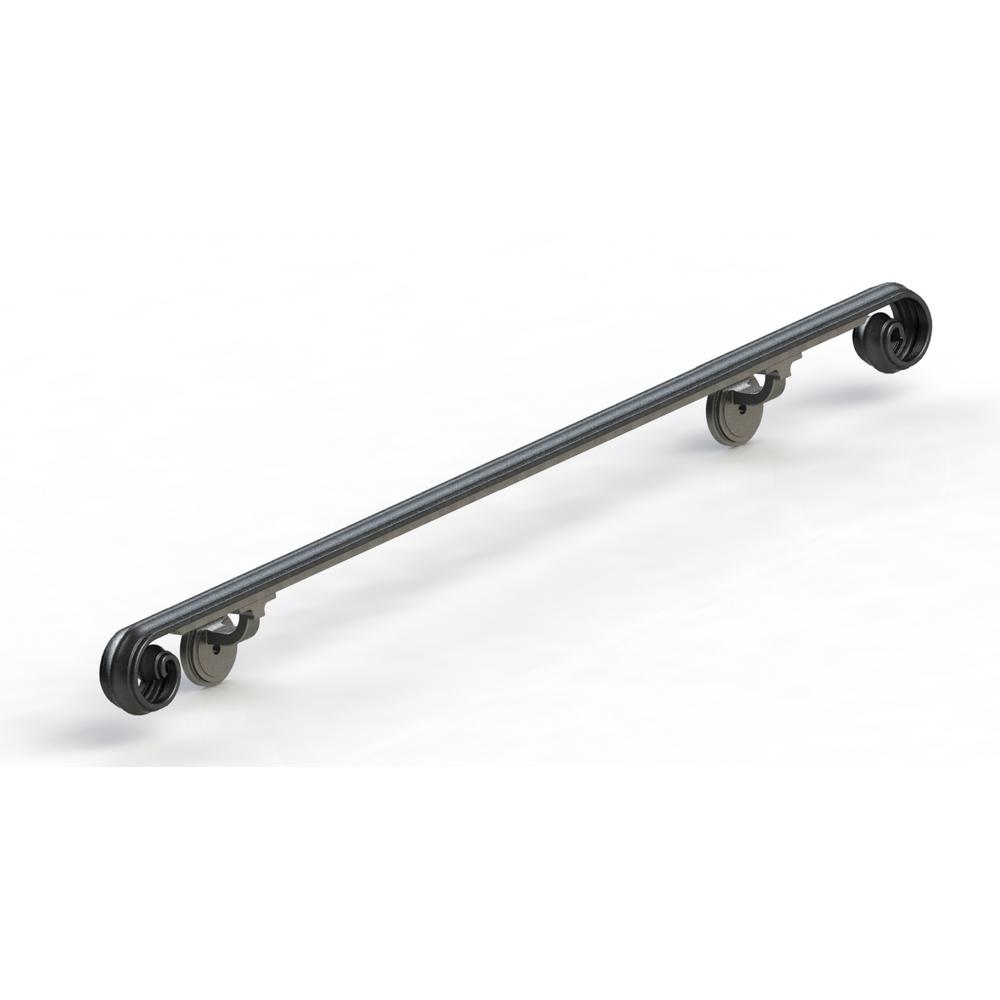 Iron Handrails Stair Parts The Home Depot Scroll Wrought Iron Handrail Railing