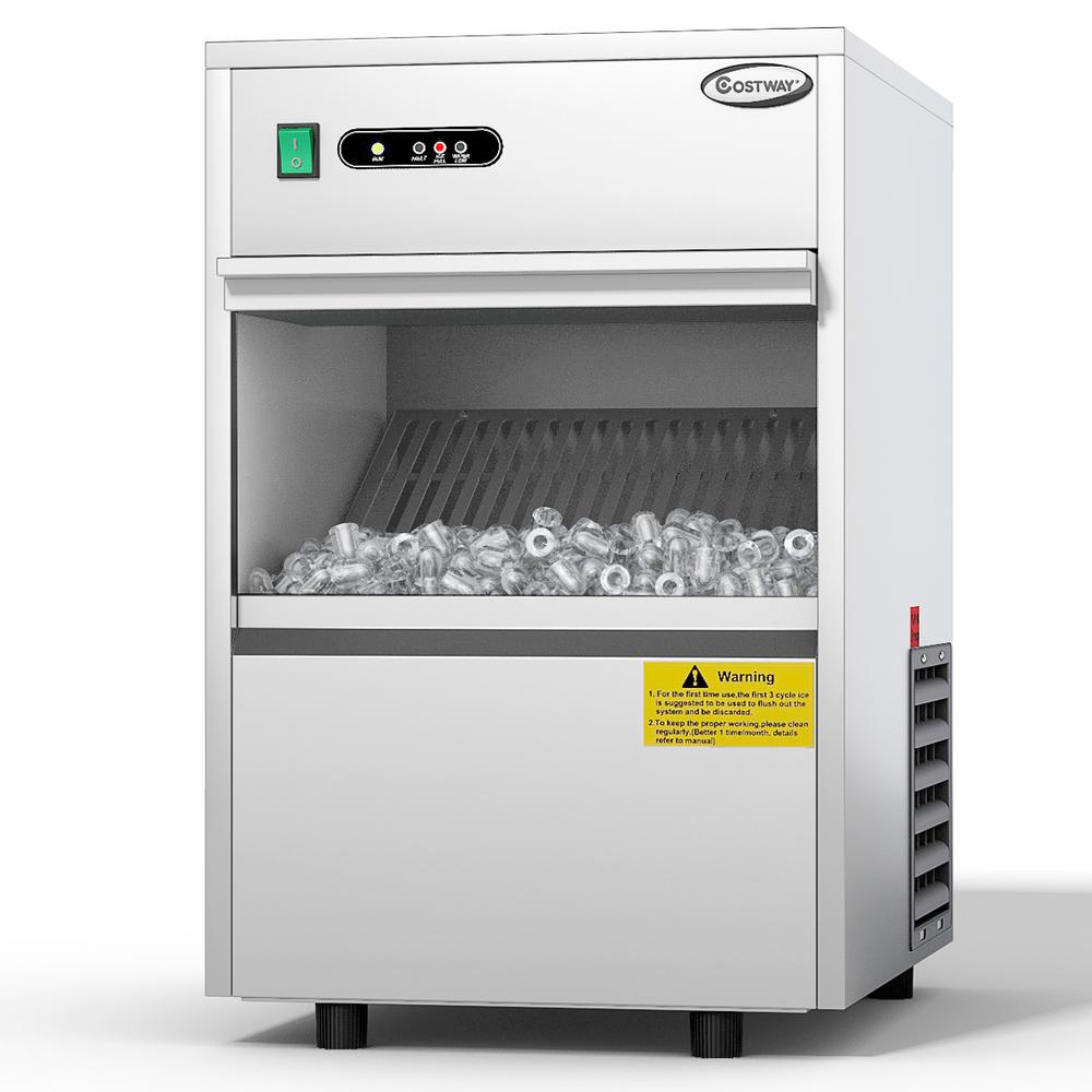 Costway 15 in W. 58 lbs. Portable Freestanding Ice Maker in White