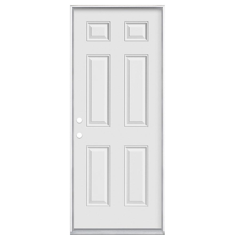 Masonite 32 in. x 80 in. Utility 6-Panel Right-Hand Inswing Primed ...