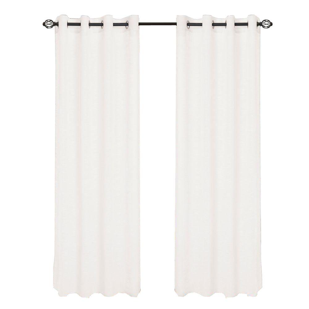 Lavish Home White Mia Jacquard Grommet Curtain Panel, 95 in. Length6395T890W  The Home Depot