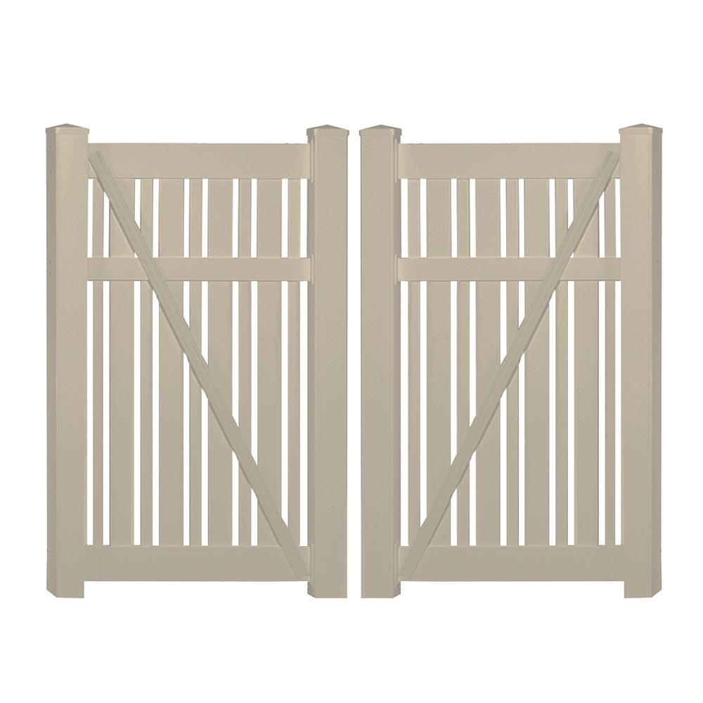 Weatherables Davenport 7.8 ft. x 5 ft. Khaki Vinyl SemiPrivacy Fence