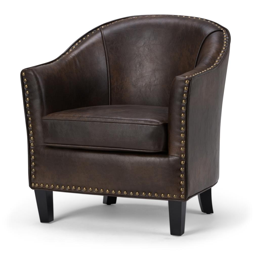 Simpli Home Kildare Distressed Brown Bonded Leather Arm Chair Axctub Simpli Home Kildare Distressed Brown Bonded Leather Arm Chair