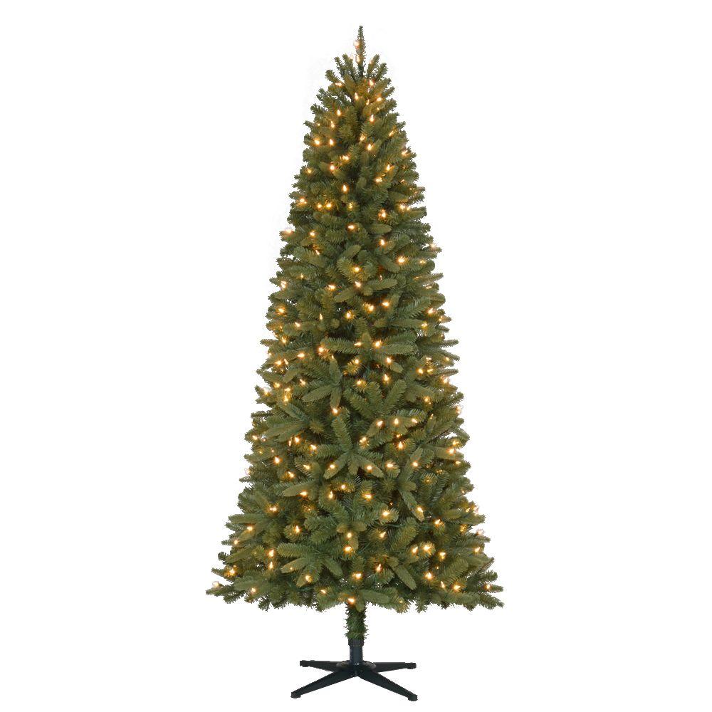 Home Accents Holiday 7.5 ft. Pre-Lit LED Wesley Spruce Slim Artificial