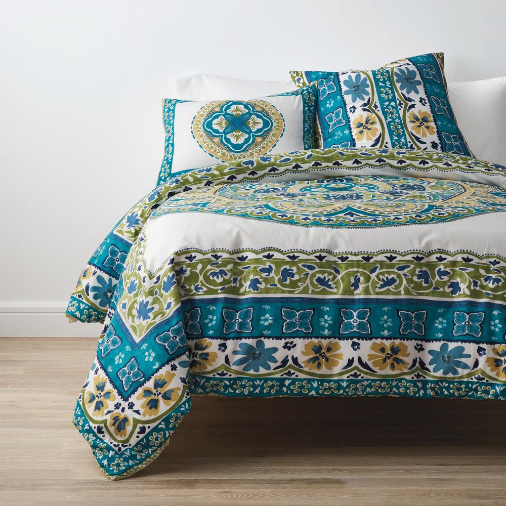 Cstudio Home by The Company Store Marble Seafoam Geometric Cotton Percale Twin Duvet Cover