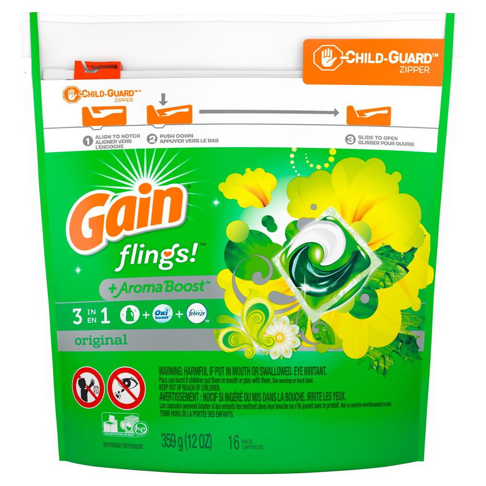 Gain flings! Laundry Detergent Pods, Original Scent, 16 count