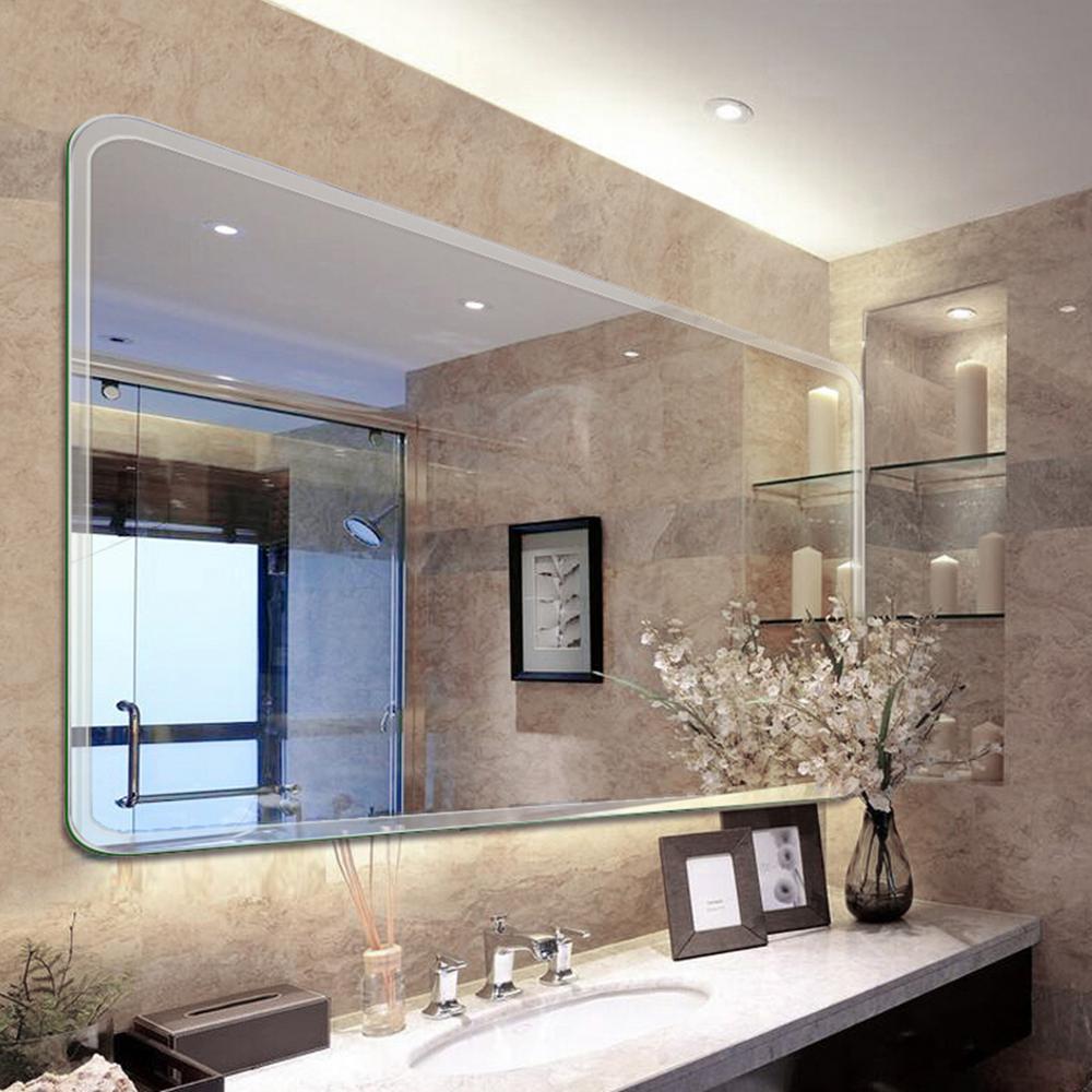 Single Frameless Bathroom Wall Mirror, Frameless Wall Mirror Home Depot