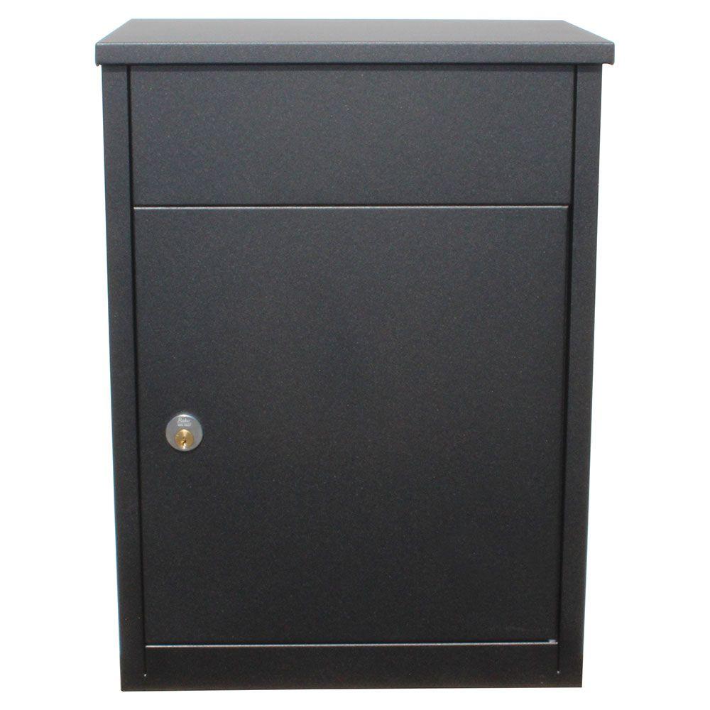 QualArc Allux 500 Black Wall Mount Locking Mail Parcel Drop BoxALX500