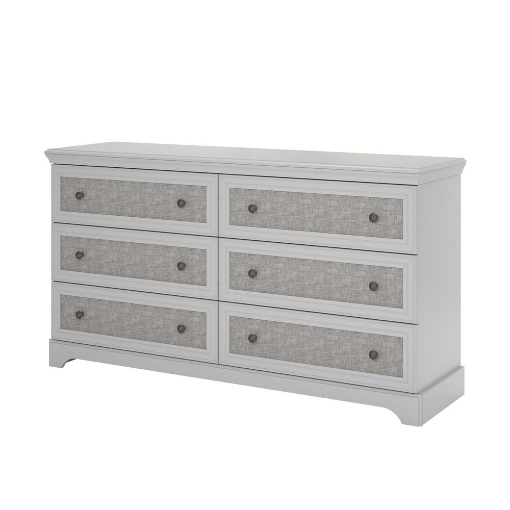 Ameriwood Hillside 6 Drawer Gray Dresser With Fabric Inserts