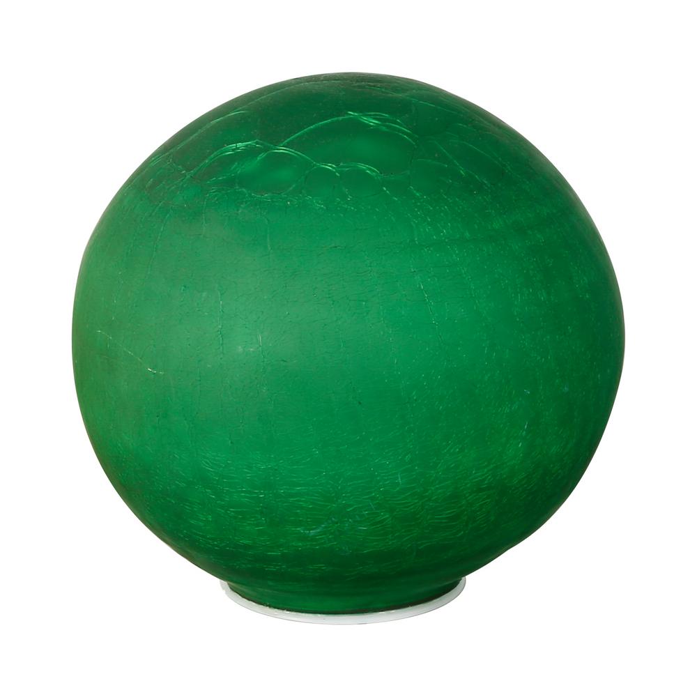 Alpine Corporation 7 in. Green Textured Glass Gazing Globe with LED