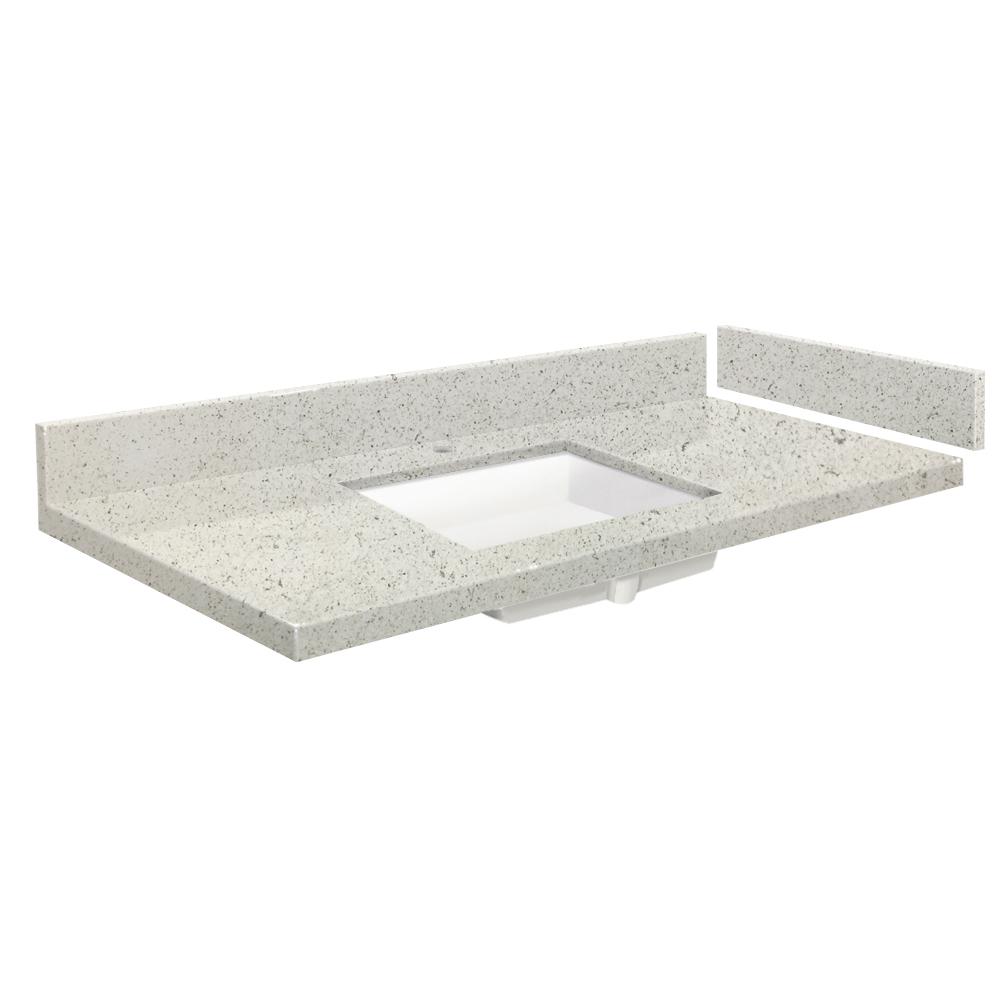 Transolid 43 In W X 2225 In D Quartz Vanity Top In Almond Delite With Single Hole White Basin Vt43x22 1ku 4n A W 1 The Home Depot