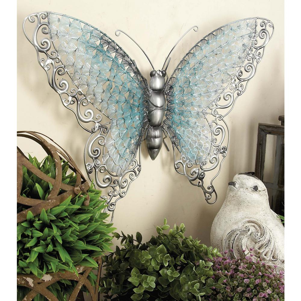 21 in. x 16 in. Natural Iron Butterfly Wall Sculpture ...