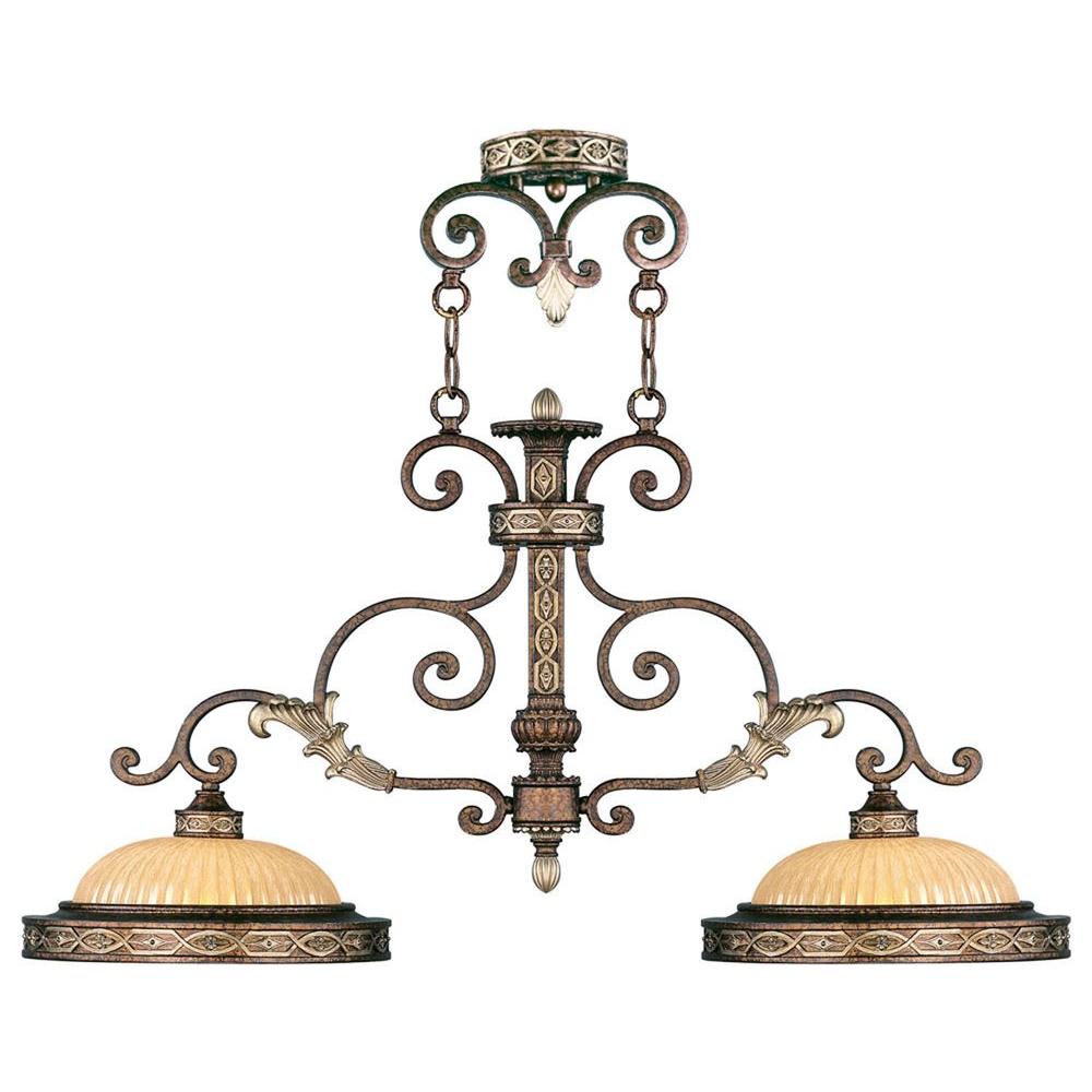Beige Bisque Chandeliers Lighting The Home Depot Providence 2 Light Palatial Bronze With Gilded Accents Incandescent Island Ceiling Pendant
